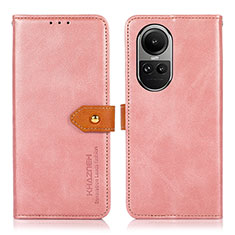 Leather Case Stands Flip Cover Holder N07P for Oppo Reno10 Pro 5G Pink