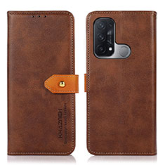 Leather Case Stands Flip Cover Holder N07P for Oppo Reno5 A Brown