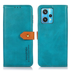 Leather Case Stands Flip Cover Holder N07P for Realme 9 4G Cyan