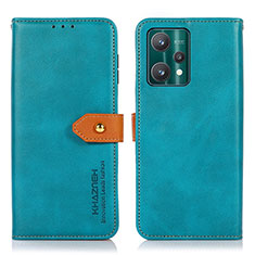 Leather Case Stands Flip Cover Holder N07P for Realme 9 5G Cyan