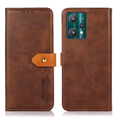 Leather Case Stands Flip Cover Holder N07P for Realme Q5 5G Brown