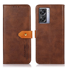 Leather Case Stands Flip Cover Holder N07P for Realme V23 5G Brown