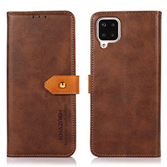 Leather Case Stands Flip Cover Holder N07P for Samsung Galaxy A12 Nacho Brown