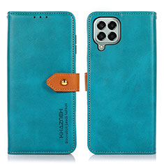 Leather Case Stands Flip Cover Holder N07P for Samsung Galaxy M33 5G Cyan