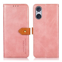 Leather Case Stands Flip Cover Holder N07P for Sony Xperia 5 V Pink