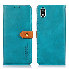 Leather Case Stands Flip Cover Holder N07P for Sony Xperia Ace III SO-53C Cyan