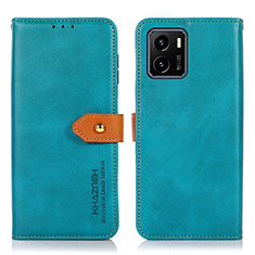 Leather Case Stands Flip Cover Holder N07P for Vivo Y01 Cyan