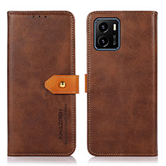 Leather Case Stands Flip Cover Holder N07P for Vivo Y01A Brown