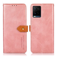 Leather Case Stands Flip Cover Holder N07P for Vivo Y21e Pink