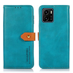 Leather Case Stands Flip Cover Holder N07P for Vivo Y32t Cyan