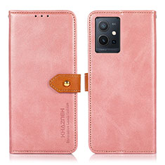 Leather Case Stands Flip Cover Holder N07P for Vivo Y33e 5G Pink