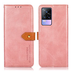 Leather Case Stands Flip Cover Holder N07P for Vivo Y73 (2021) Pink