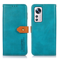 Leather Case Stands Flip Cover Holder N07P for Xiaomi Mi 12S 5G Cyan