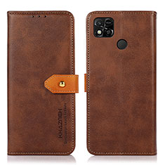 Leather Case Stands Flip Cover Holder N07P for Xiaomi POCO C31 Brown