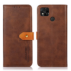 Leather Case Stands Flip Cover Holder N07P for Xiaomi Redmi 9C Brown