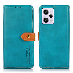 Leather Case Stands Flip Cover Holder N07P for Xiaomi Redmi Note 12 Explorer Cyan