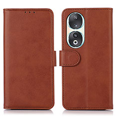 Leather Case Stands Flip Cover Holder N08P for Huawei Honor 90 5G Brown