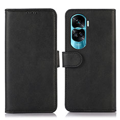 Leather Case Stands Flip Cover Holder N08P for Huawei Honor 90 Lite 5G Black