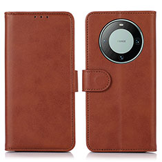 Leather Case Stands Flip Cover Holder N08P for Huawei Mate 60 Pro+ Plus Brown