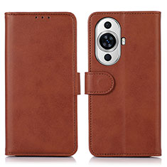 Leather Case Stands Flip Cover Holder N08P for Huawei Nova 11 Brown