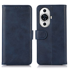 Leather Case Stands Flip Cover Holder N08P for Huawei Nova 11 Ultra Blue