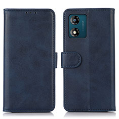 Leather Case Stands Flip Cover Holder N08P for Motorola Moto E13 Blue