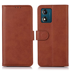 Leather Case Stands Flip Cover Holder N08P for Motorola Moto E13 Brown