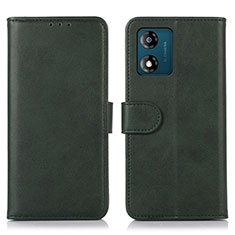 Leather Case Stands Flip Cover Holder N08P for Motorola Moto E13 Green