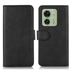 Leather Case Stands Flip Cover Holder N08P for Motorola Moto Edge 40 5G Black