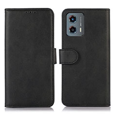 Leather Case Stands Flip Cover Holder N08P for Motorola Moto G 5G (2023) Black