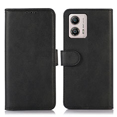 Leather Case Stands Flip Cover Holder N08P for Motorola Moto G53 5G Black