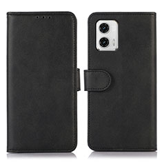 Leather Case Stands Flip Cover Holder N08P for Motorola Moto G73 5G Black