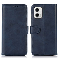 Leather Case Stands Flip Cover Holder N08P for Motorola Moto G73 5G Blue