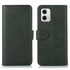 Leather Case Stands Flip Cover Holder N08P for Motorola Moto G73 5G Green