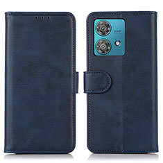 Leather Case Stands Flip Cover Holder N08P for Motorola Moto G84 5G Blue