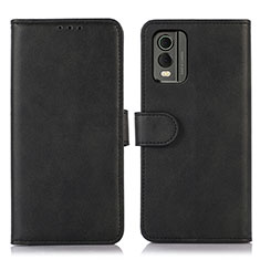 Leather Case Stands Flip Cover Holder N08P for Nokia C210 Black