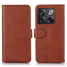 Leather Case Stands Flip Cover Holder N08P for OnePlus 10T 5G Brown