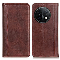 Leather Case Stands Flip Cover Holder N08P for OnePlus 11 5G Brown