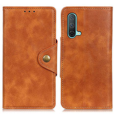 Leather Case Stands Flip Cover Holder N08P for OnePlus Nord CE 5G Brown