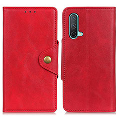 Leather Case Stands Flip Cover Holder N08P for OnePlus Nord CE 5G Red