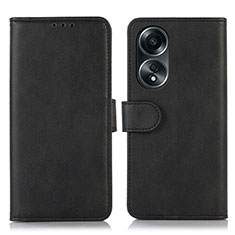 Leather Case Stands Flip Cover Holder N08P for Oppo A18 Black