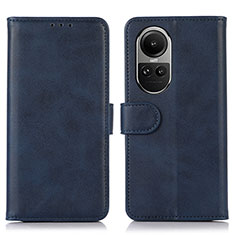 Leather Case Stands Flip Cover Holder N08P for Oppo Reno10 5G Blue