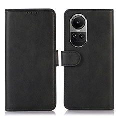 Leather Case Stands Flip Cover Holder N08P for Oppo Reno10 Pro 5G Black