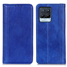 Leather Case Stands Flip Cover Holder N08P for Realme 8 4G Blue