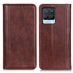 Leather Case Stands Flip Cover Holder N08P for Realme 8 4G Brown