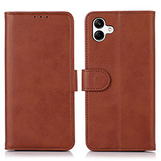 Leather Case Stands Flip Cover Holder N08P for Samsung Galaxy A04 4G Brown
