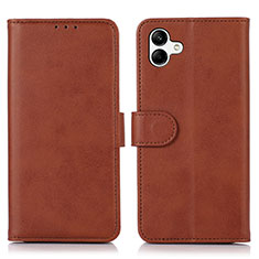 Leather Case Stands Flip Cover Holder N08P for Samsung Galaxy A05 Brown