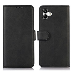 Leather Case Stands Flip Cover Holder N08P for Samsung Galaxy M04 Black