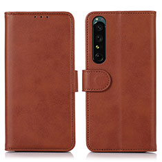 Leather Case Stands Flip Cover Holder N08P for Sony Xperia 1 IV Brown