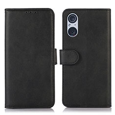 Leather Case Stands Flip Cover Holder N08P for Sony Xperia 5 V Black